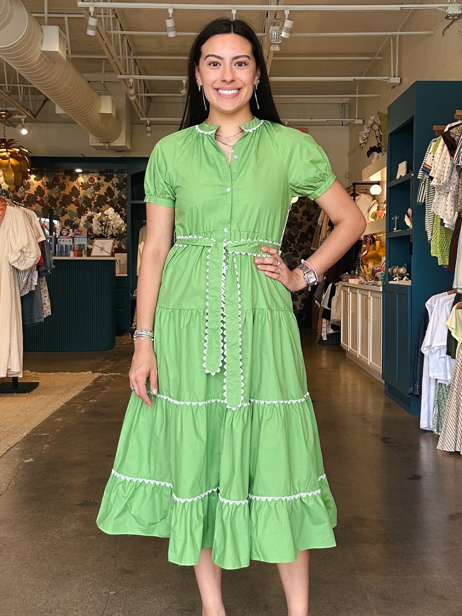 Amalie Belted Midi Dress - Elle Maxine