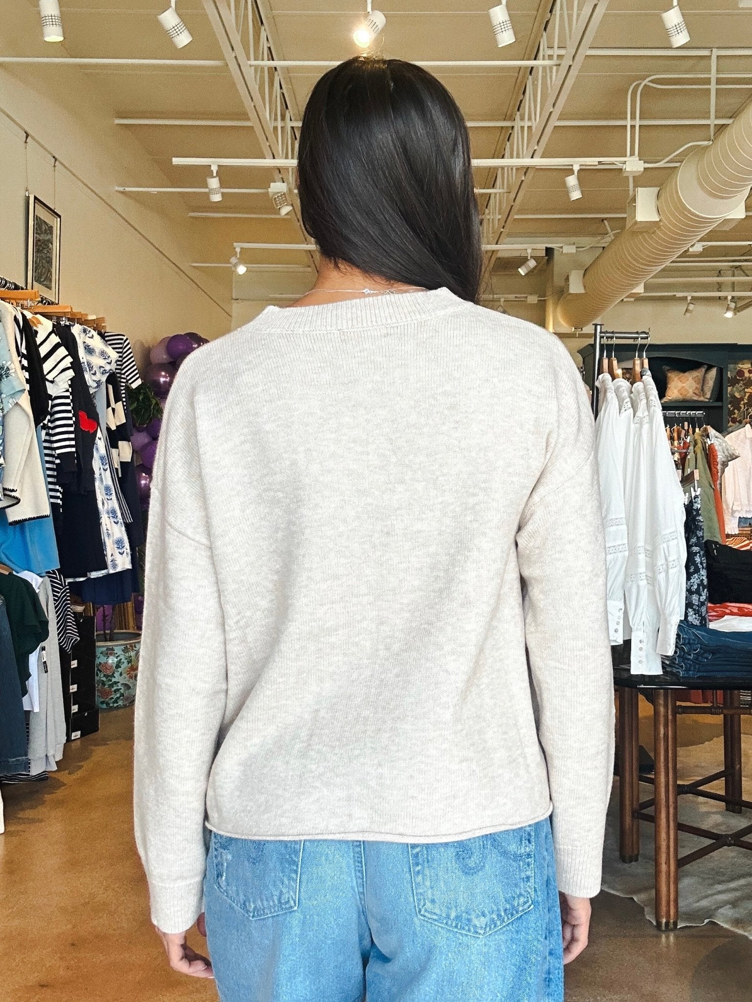 Amanda Rolled Hem Sweater - Oatmeal - Elle Maxine