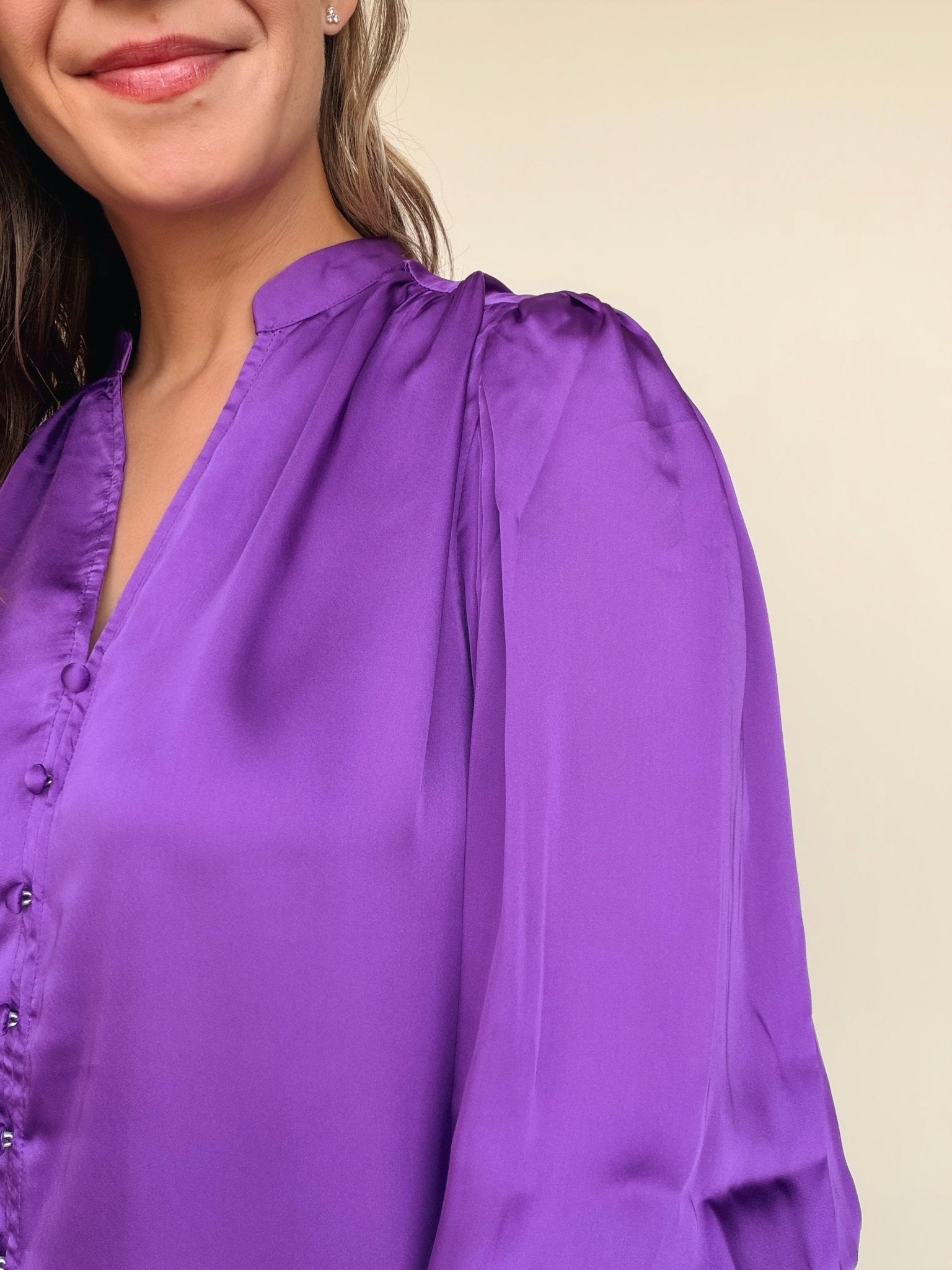 Amethyst Smocked Cuff Top - Elle Maxine