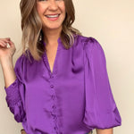 Amethyst Smocked Cuff Top - Elle Maxine