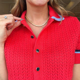 Amy Pointelle Stitched Polo Cardigan - Elle Maxine