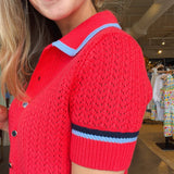 Amy Pointelle Stitched Polo Cardigan - Elle Maxine