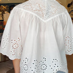 Annika Embroidered Blouse- White - Elle Maxine