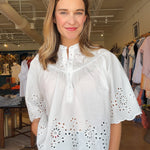 Annika Embroidered Blouse- White - Elle Maxine