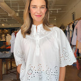 Annika Embroidered Blouse- White - Elle Maxine