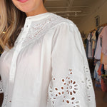 Annika Embroidered Blouse- White - Elle Maxine
