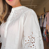 Annika Embroidered Blouse- White - Elle Maxine