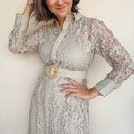 Anthea Belted Lace Midi Dress - Elle Maxine
