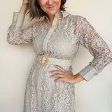 Anthea Belted Lace Midi Dress - Elle Maxine