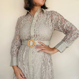 Anthea Belted Lace Midi Dress - Elle Maxine