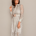 Anthea Belted Lace Midi Dress - Elle Maxine