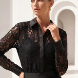 Anthea Lace Button Down Blouse - Elle Maxine