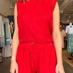 Aria Tie Front Short - Tomato - Elle Maxine