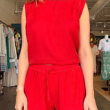 Aria Tie Front Short - Tomato - Elle Maxine