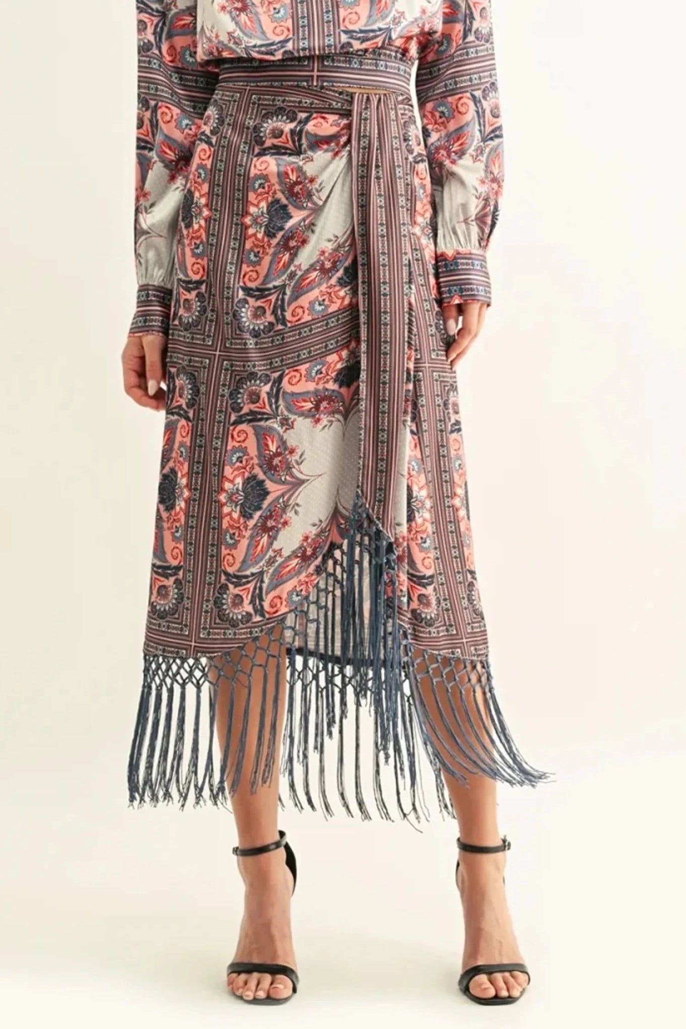 Aries Fringe Hem Midi Skirt - Elle Maxine