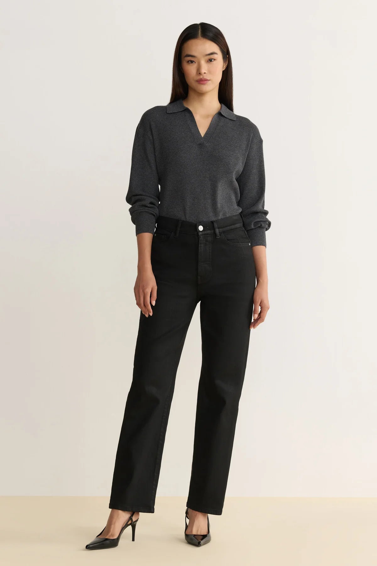 ASE Coated Straight Leg - Noir - Elle Maxine