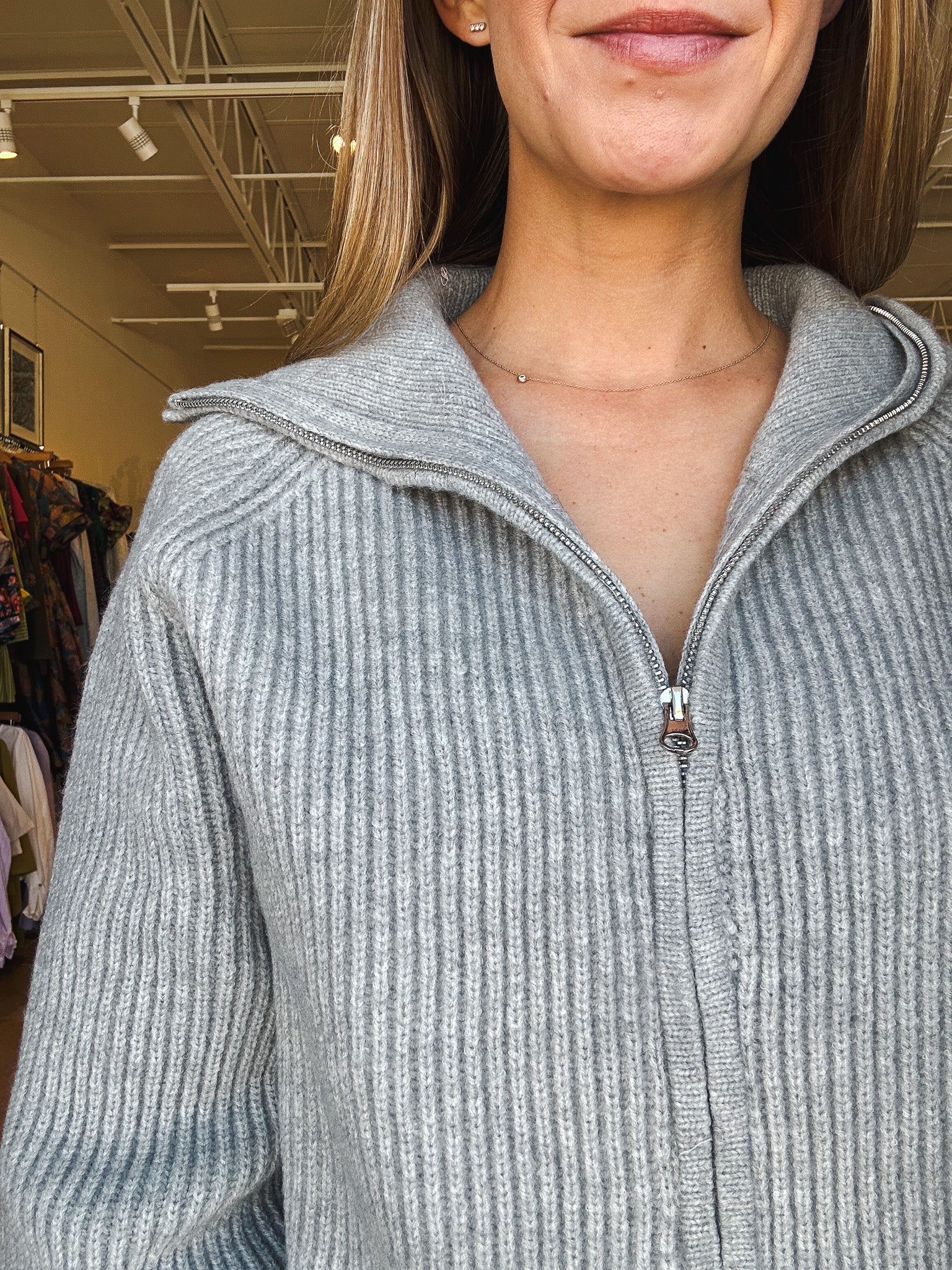 Ash Knit Jacket - Grey - Elle Maxine