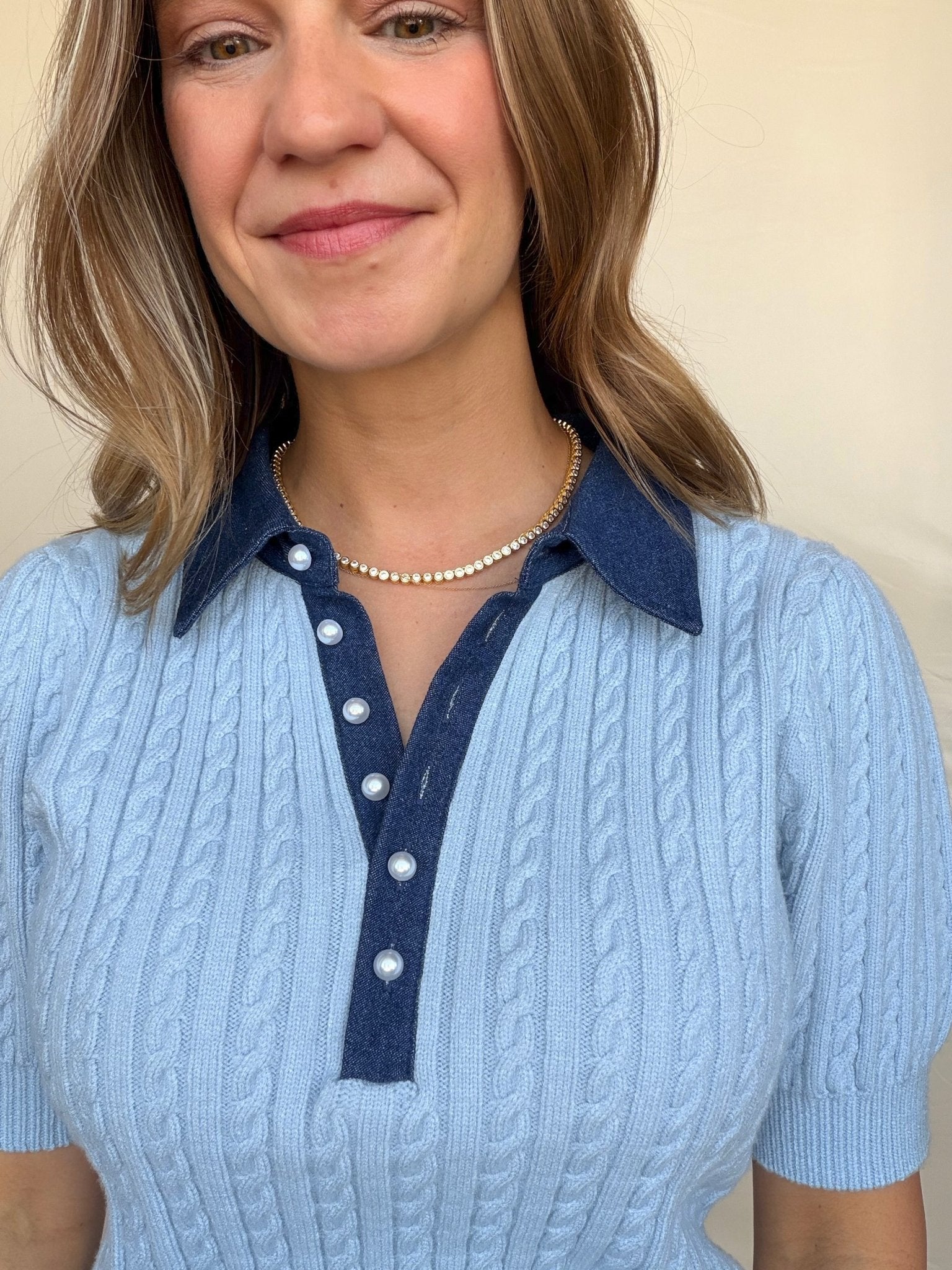 Astor Denim Mix Sweater - Elle Maxine