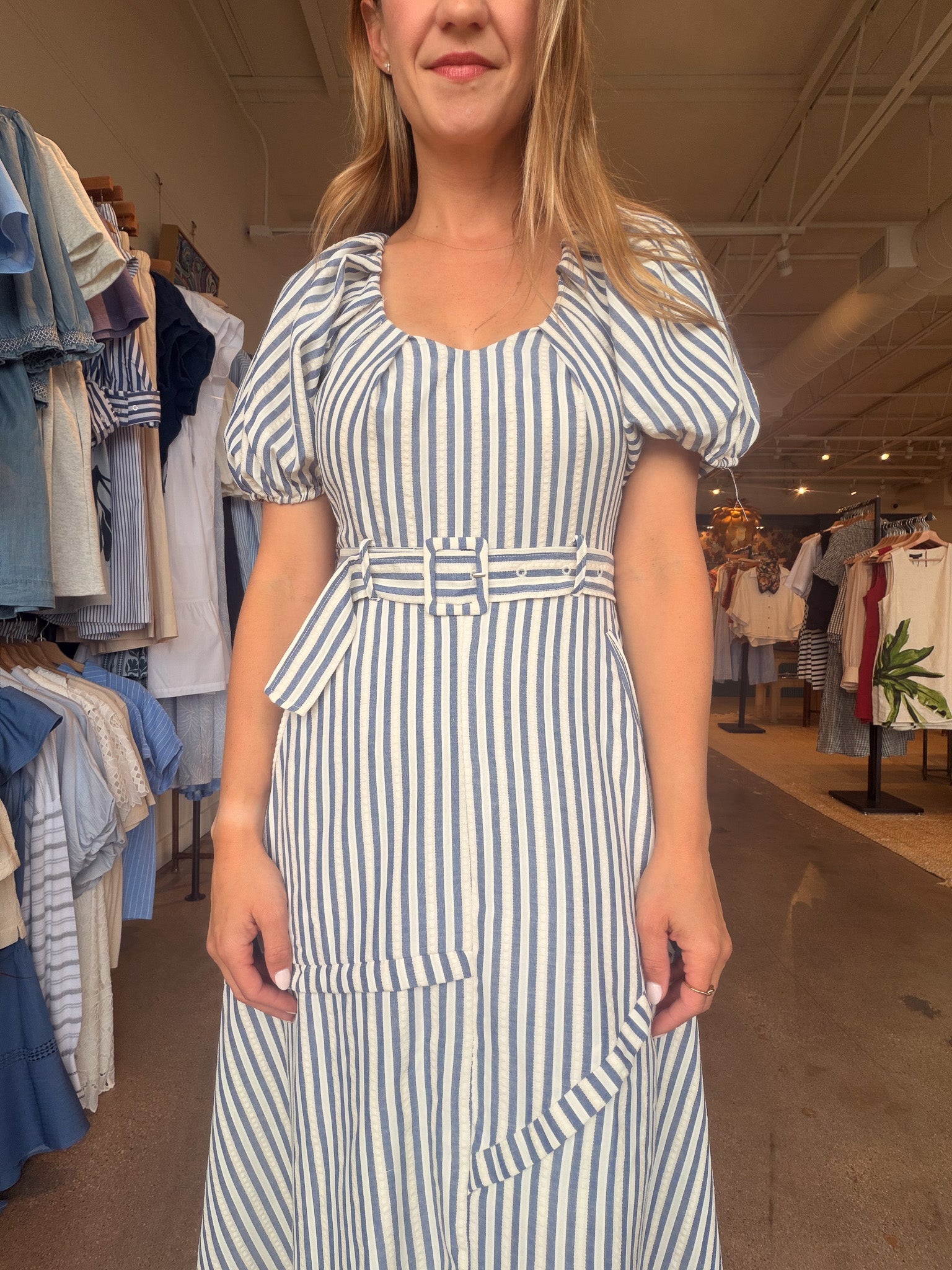 Audrey Puff Sleeve Midi Dress - Elle Maxine