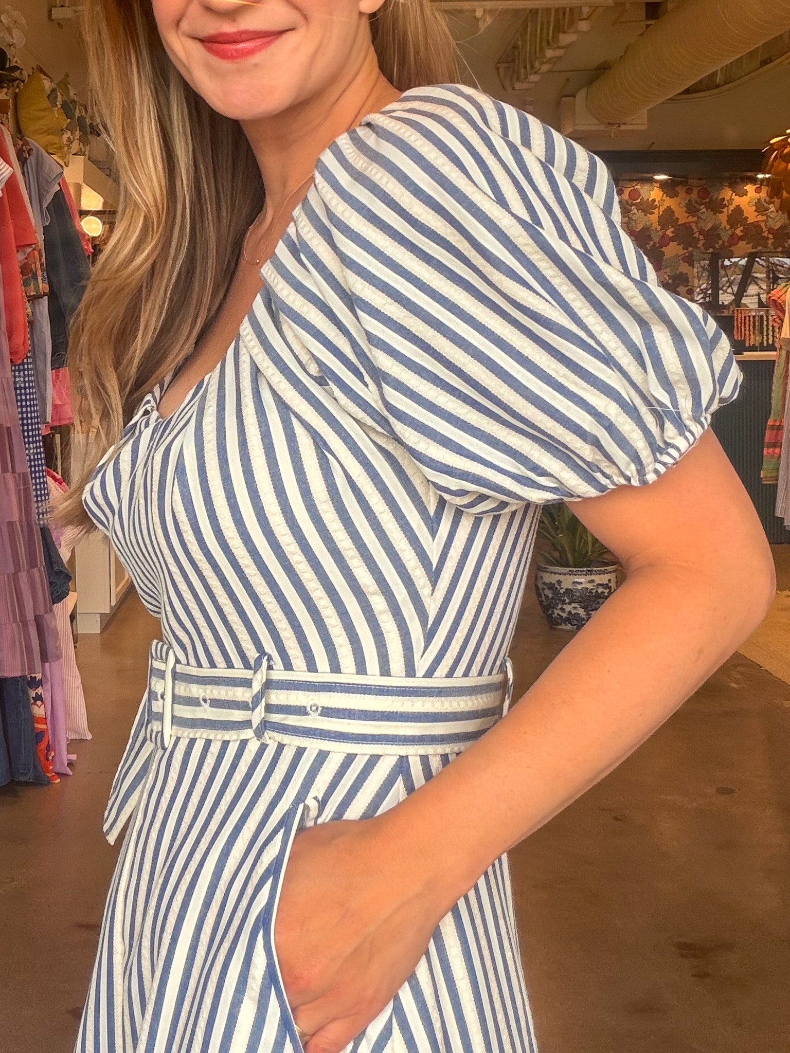 Audrey Puff Sleeve Midi Dress - Elle Maxine