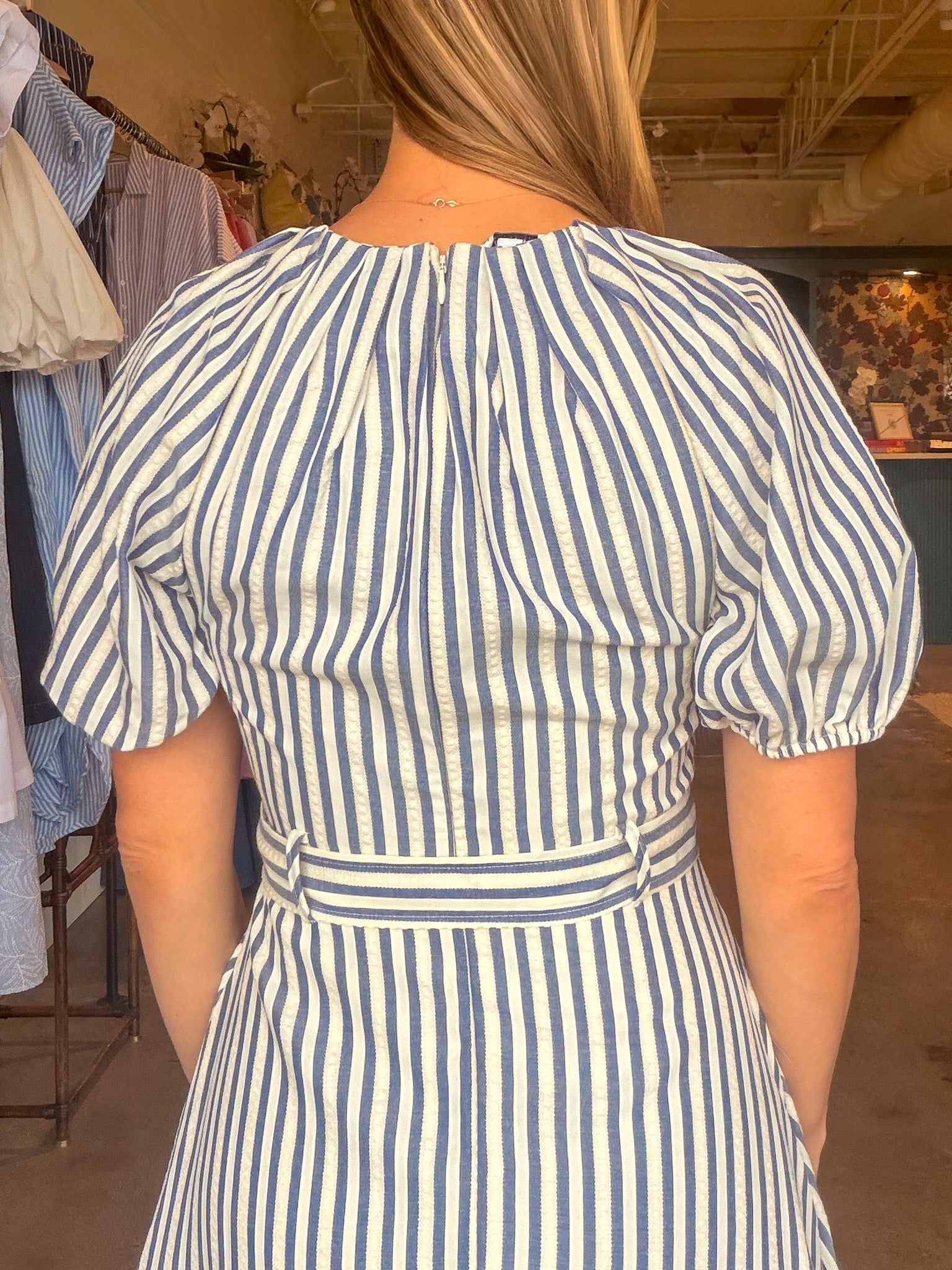 Audrey Puff Sleeve Midi Dress - Elle Maxine