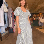 Audrey Puff Sleeve Midi Dress - Elle Maxine
