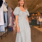 Audrey Puff Sleeve Midi Dress - Elle Maxine
