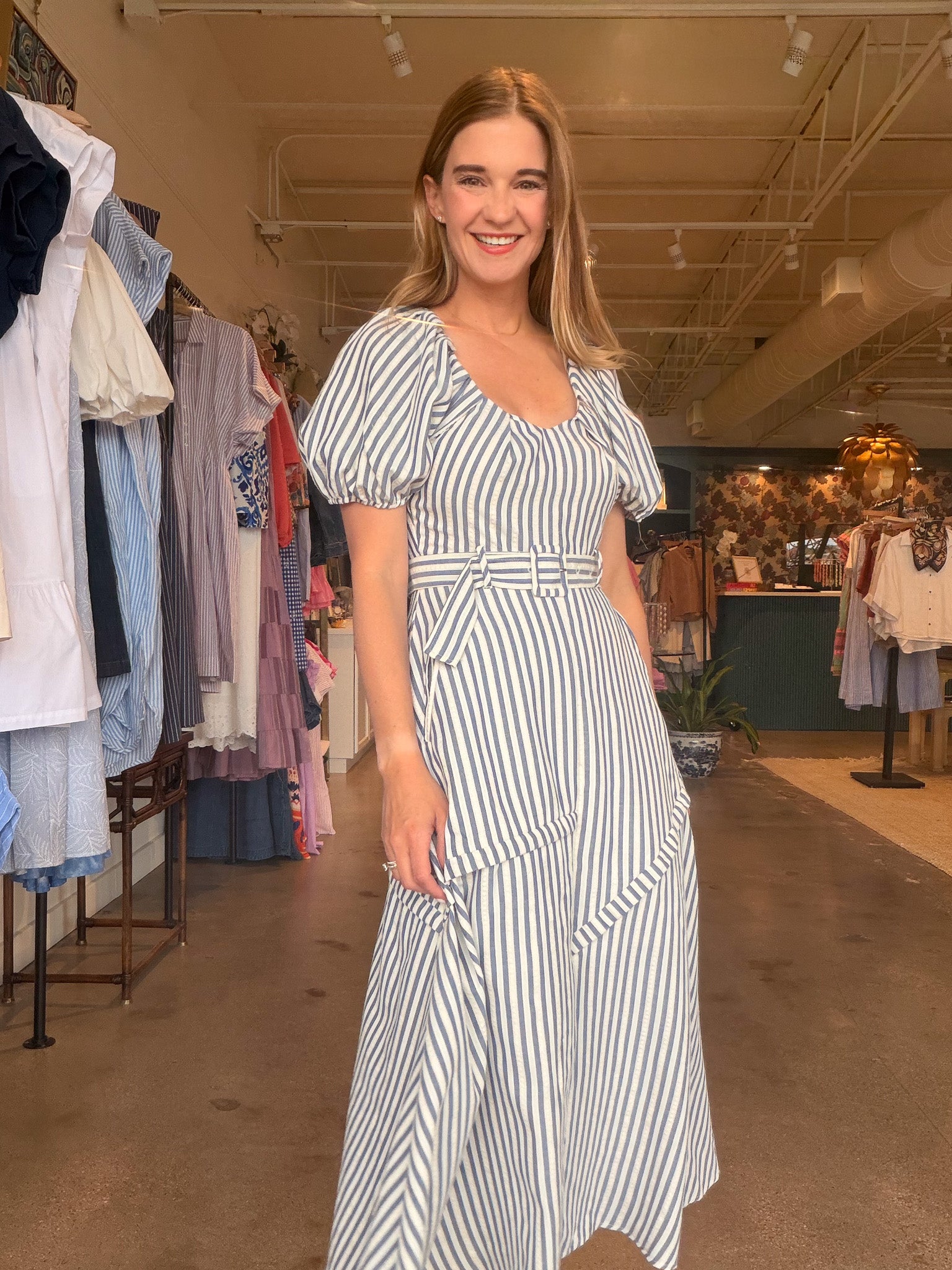 Audrey Puff Sleeve Midi Dress - Elle Maxine