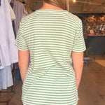 Audrey Stripe Tee - Green - Elle Maxine