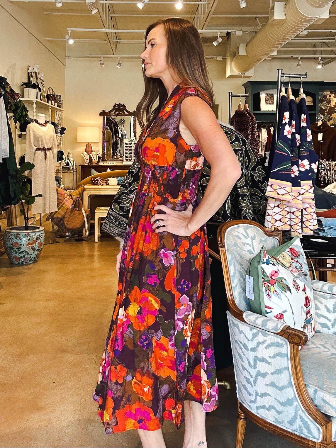 Autumn Floral Front Zip Dress - Elle Maxine