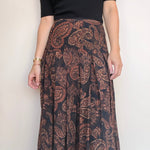 Autumn Paisley Pleated Midi Skirt - Elle Maxine