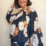 Autumn Peony Chiffon Blouse - Elle Maxine