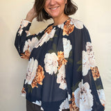 Autumn Peony Chiffon Blouse - Elle Maxine