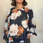 Autumn Peony Chiffon Blouse - Elle Maxine