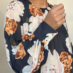 Autumn Peony Chiffon Blouse - Elle Maxine