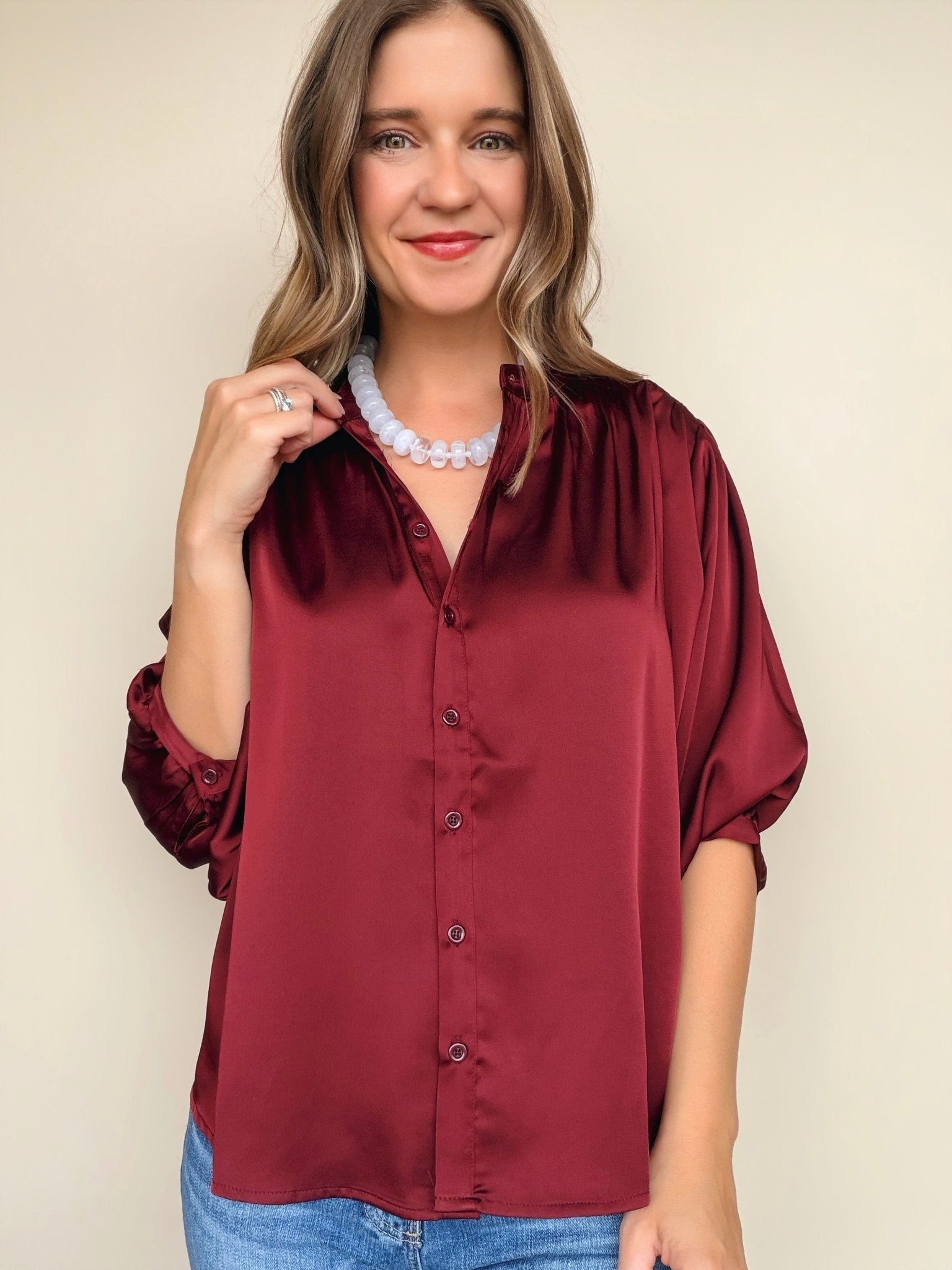 Autumn Satin Blouse - Elle Maxine