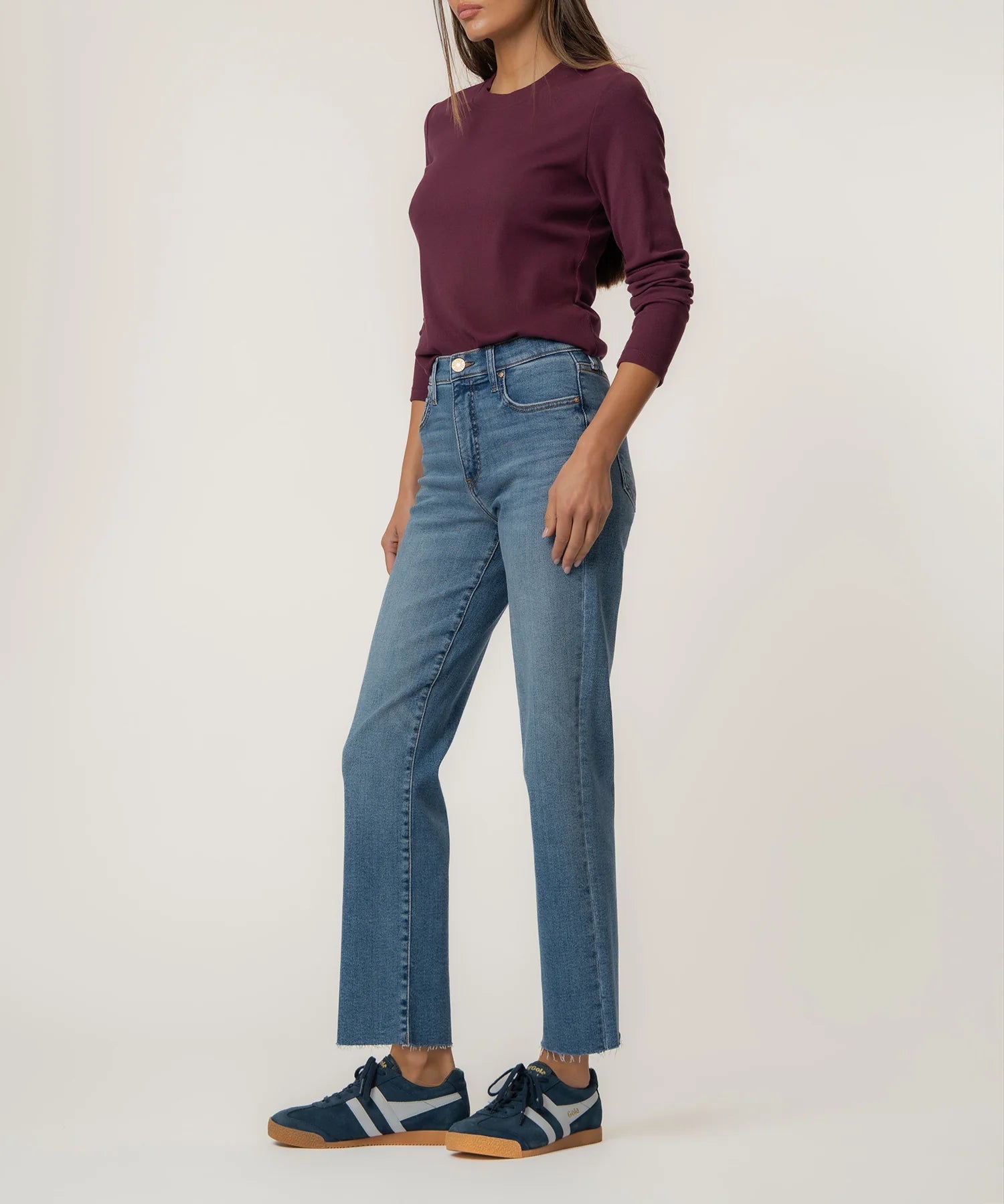 Avery High Rise Straight Leg Raw Hem - Elle Maxine