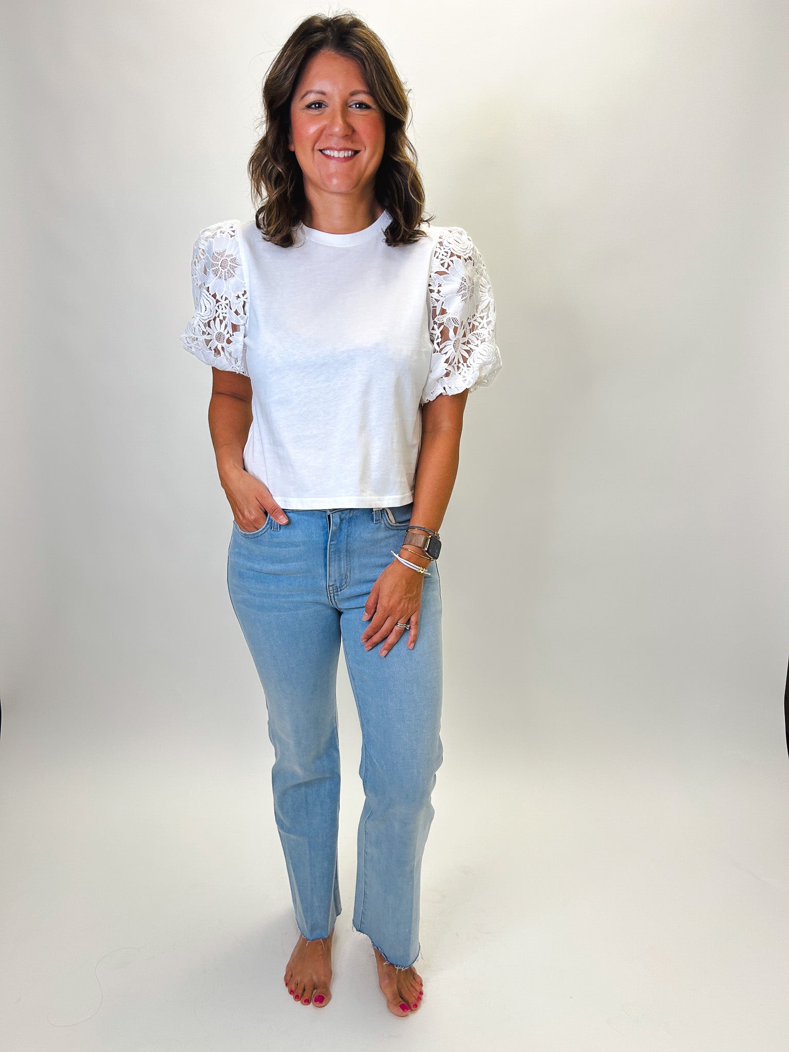 Avi Lace Sleeve Top - Elle Maxine