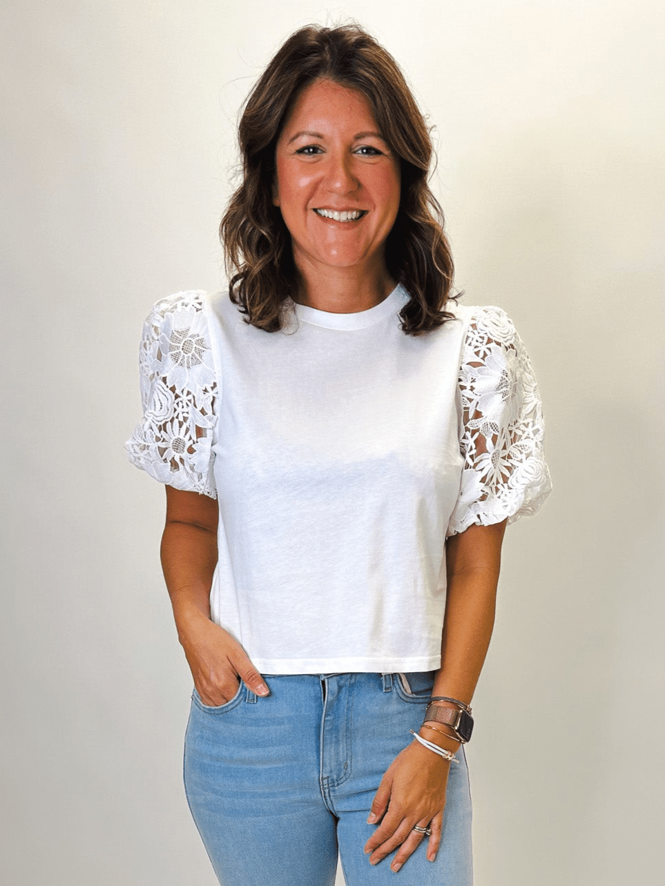 Avi Lace Sleeve Top - Elle Maxine