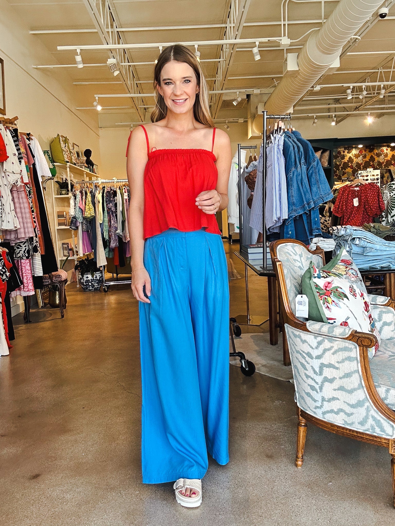 Ayala Linen Pant - Blue Jasper - Elle Maxine
