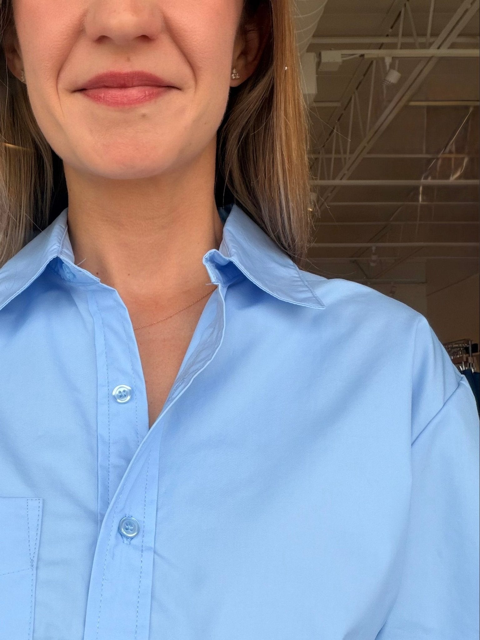 Azalia Poplin Top - Blue - Elle Maxine