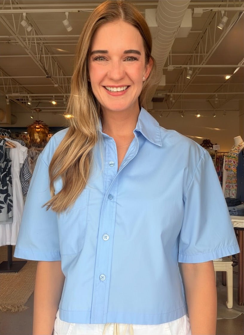 Azalia Poplin Top - Blue - Elle Maxine
