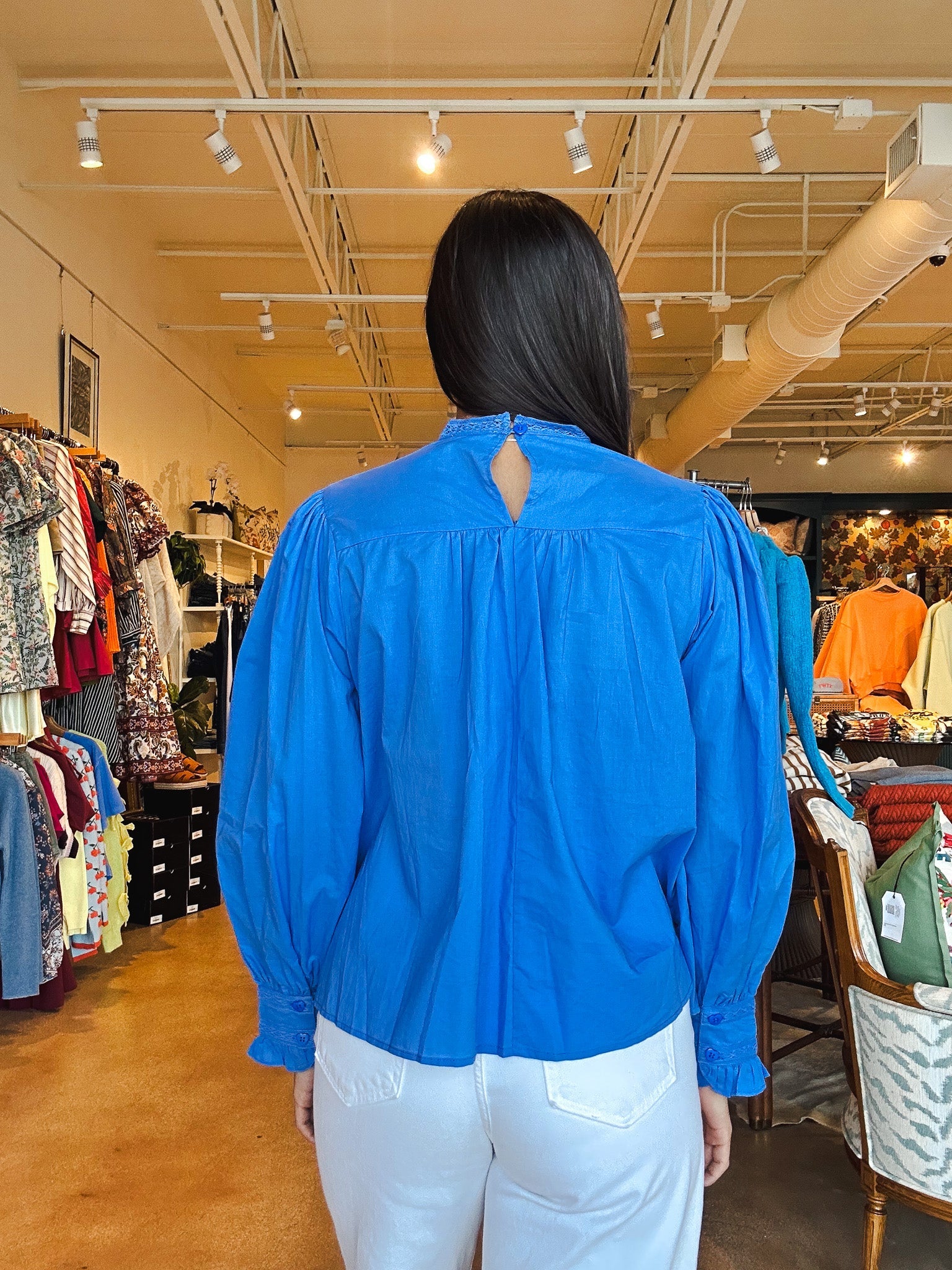 Azure Embroidered Blouse - Elle Maxine