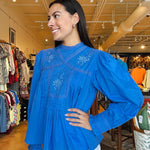 Azure Embroidered Blouse - Elle Maxine