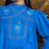 Azure Embroidered Blouse - Elle Maxine