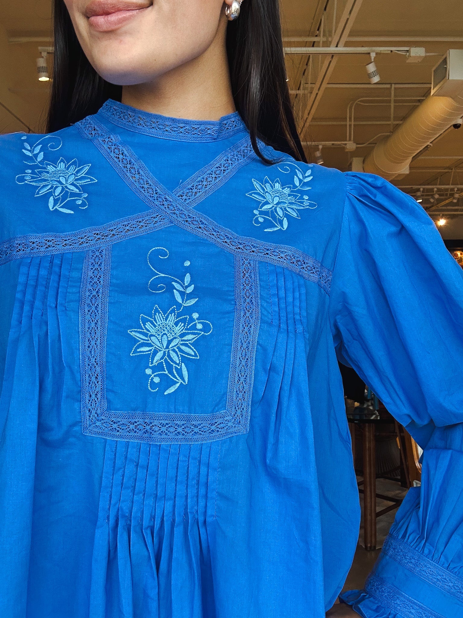 Azure Embroidered Blouse - Elle Maxine