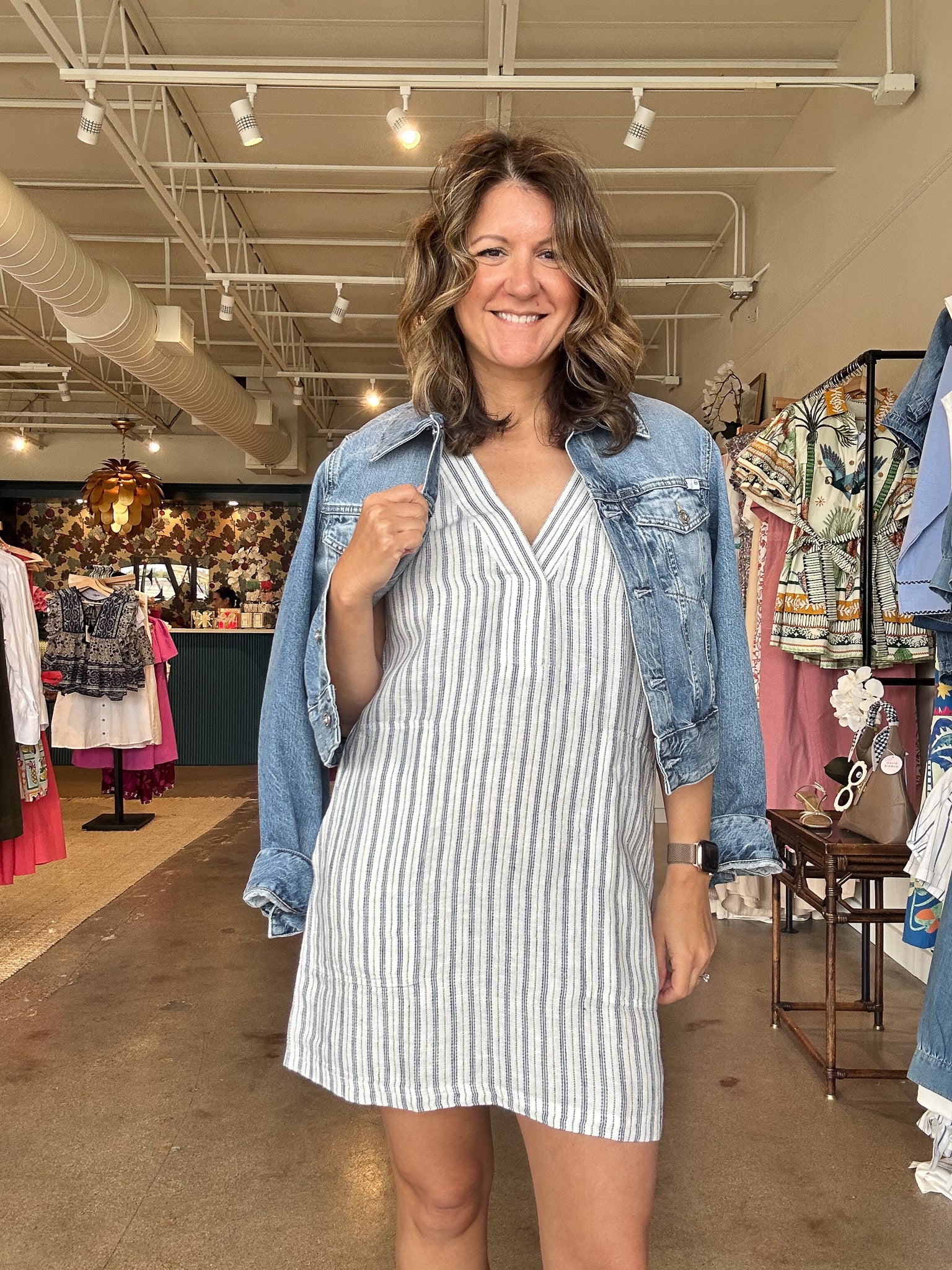 Azure Linen Dress - Oceanside Stripe - Elle Maxine