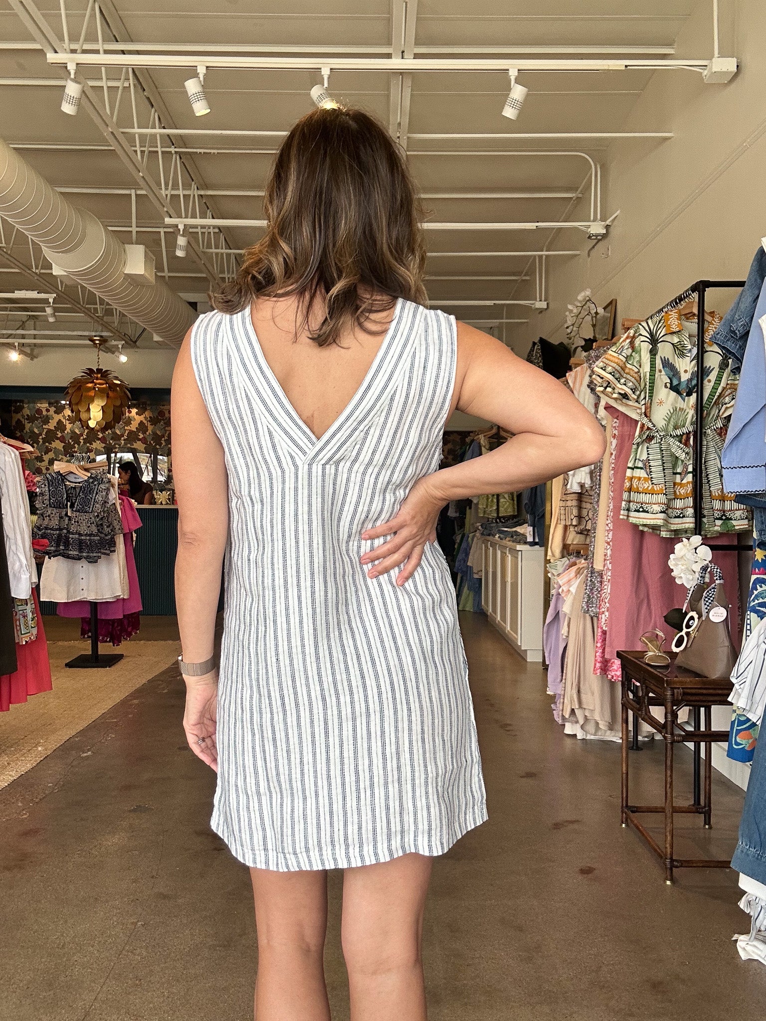 Azure Linen Dress - Oceanside Stripe - Elle Maxine