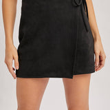 Crossover Wrap Skirt- Black