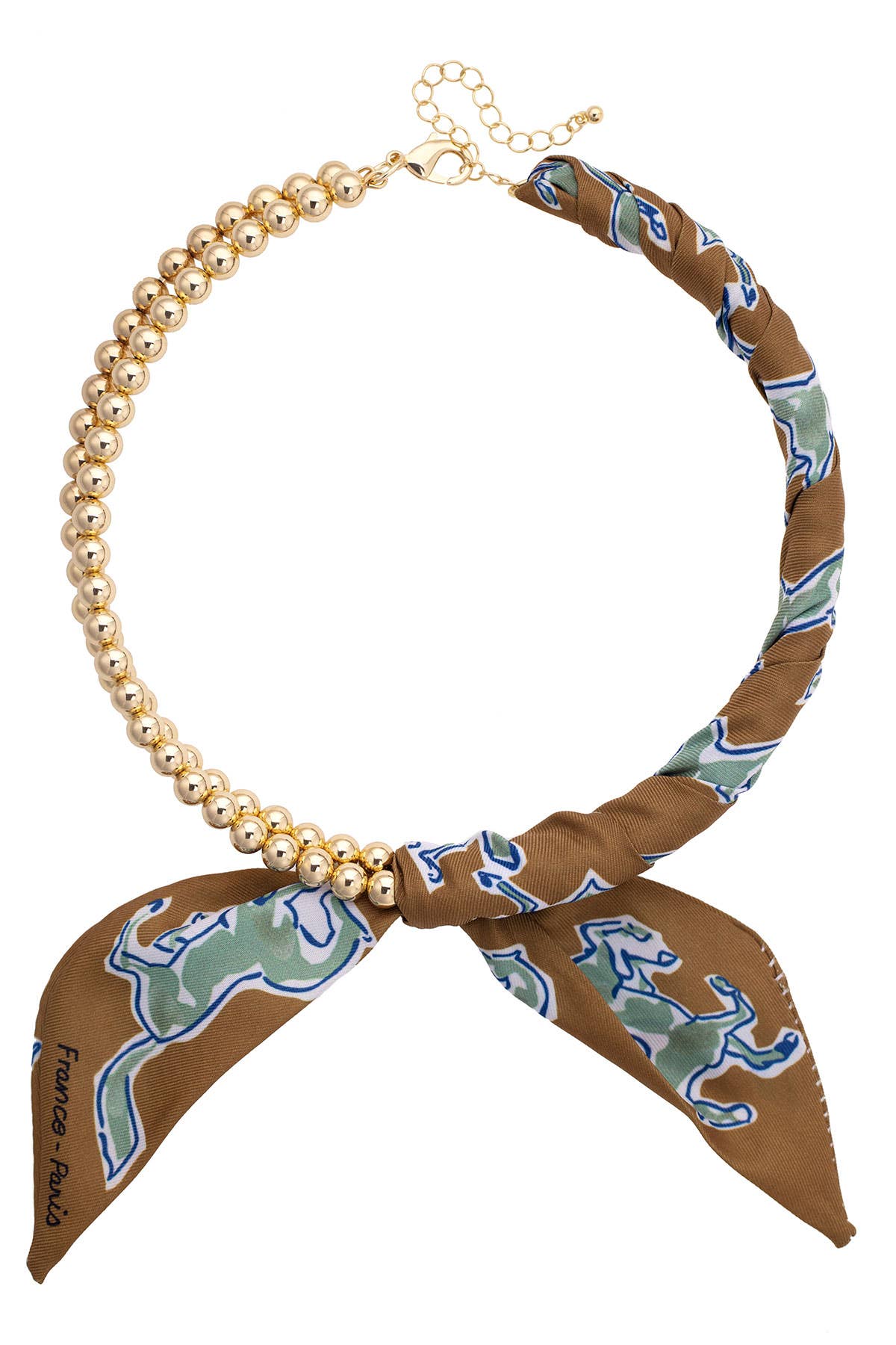 Ball Bead Scarf Necklace - Brown - Elle Maxine